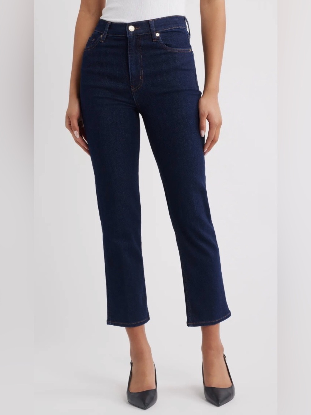 Frame Pixie Le Sleek Straight Dark Wash Cropped Jeans - 25